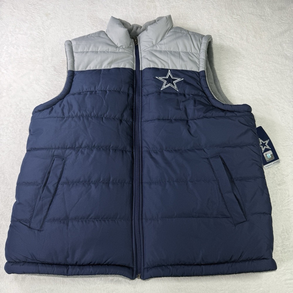 Dallas Cowboys NFL Puffer Jacket Vest Team Apparel Reversible Mens XL Glll NWT